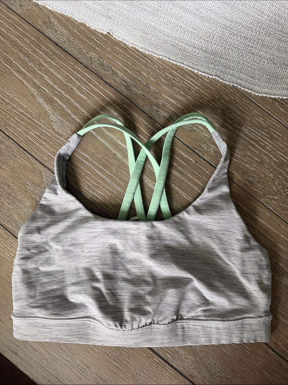 lululemon Sports Bra Light Gray with Mint Green Straps Size 6